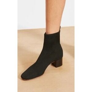 Everlane The Glove Boot in ReKnit Black Ribbed Sock Ankle Boots Block Heel 8